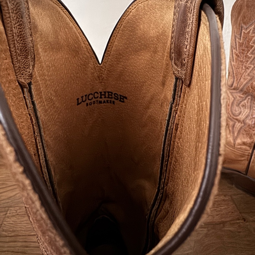 Lucchese Tan Leather Western Boots - Picture 5 of 6